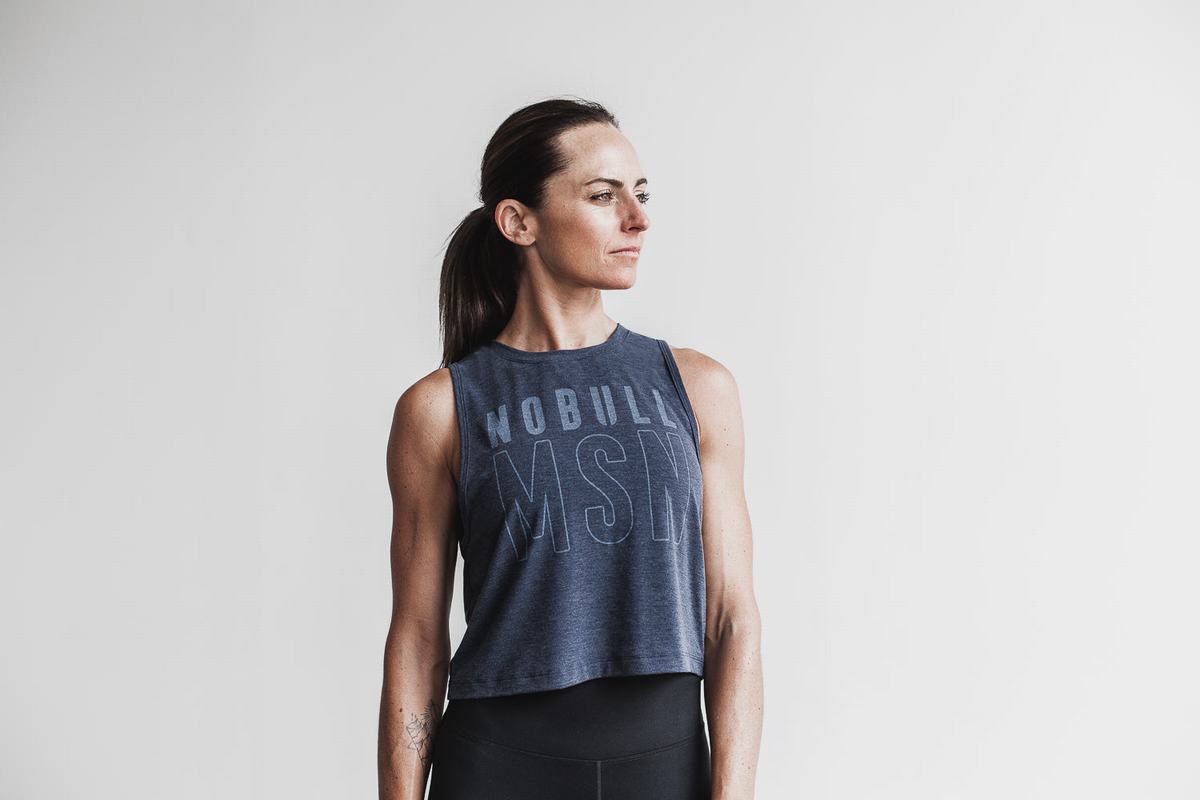 Nobull Muscle (Madison) Women\'s Tank Tops Navy | Australia (ZV3492)